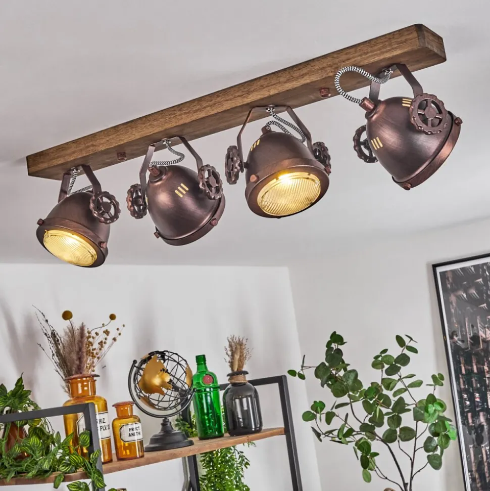 Plafonnier Herford Bois Fonce, 4 Lumieres