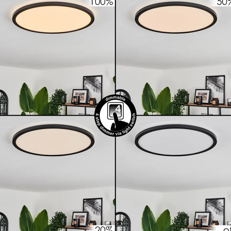 Plafonnier Hooper Led Noir, 1 Lumiere