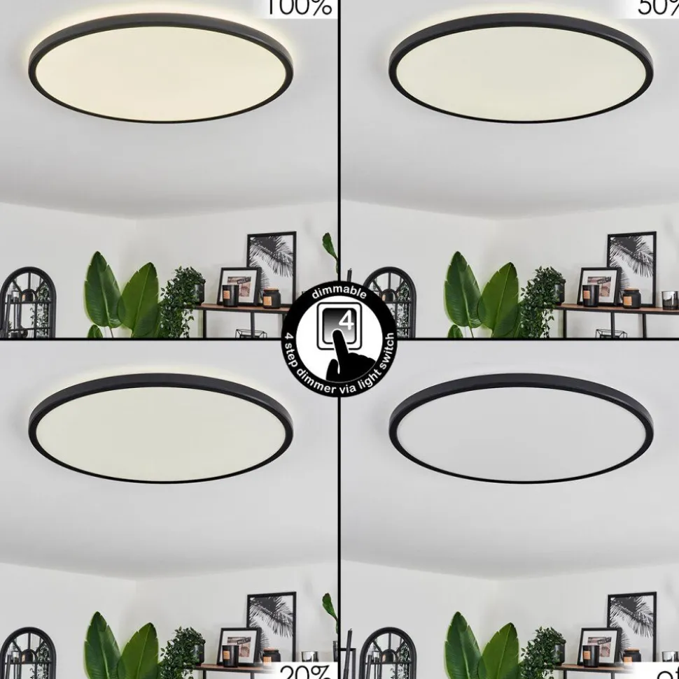 Plafonnier Hooper Led Noir, 1 Lumiere