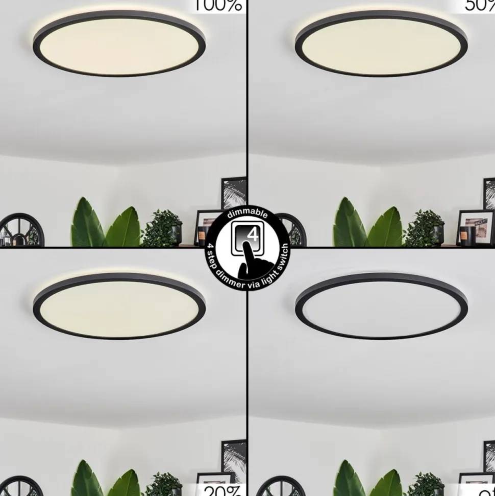 Plafonnier Hooper Led Noir, 1 Lumiere