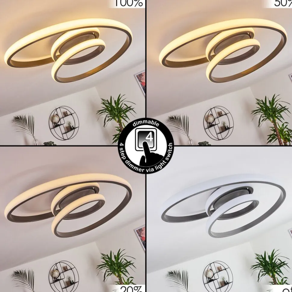 Plafonnier Ignal Led Gris, 1 Lumiere