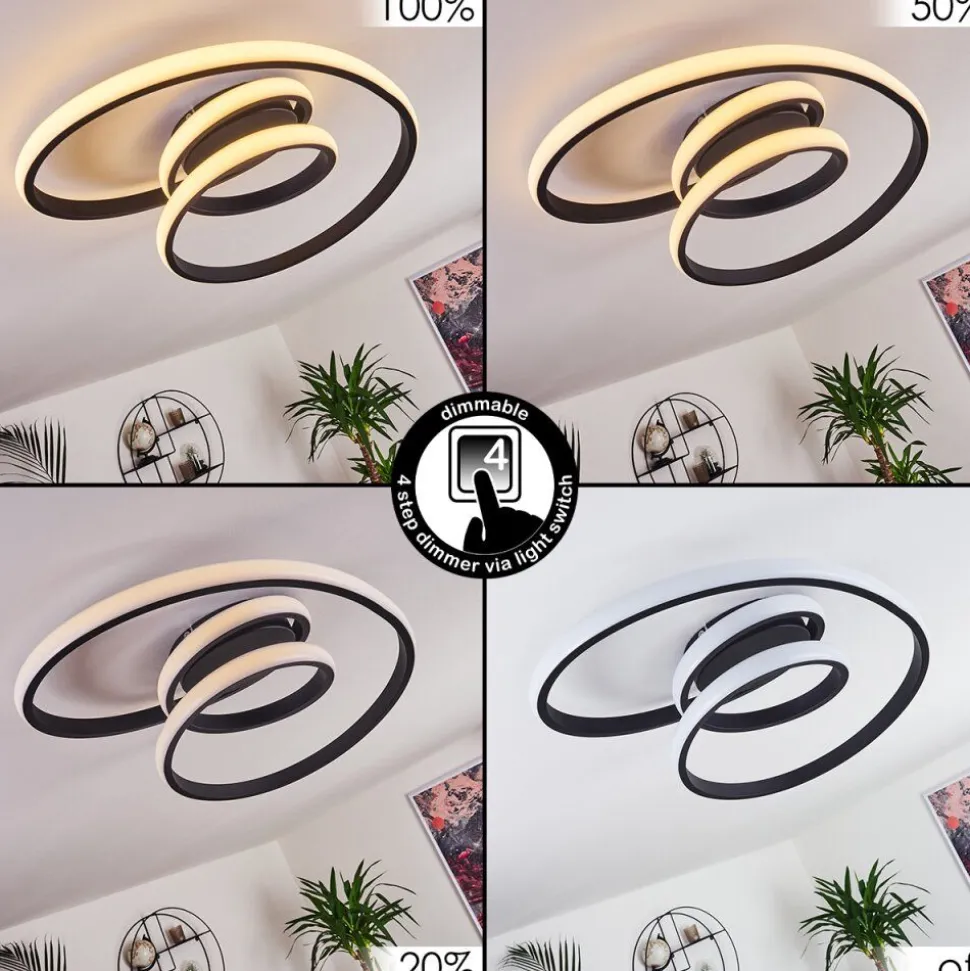 Plafonnier Ignal Led Noir, 1 Lumiere
