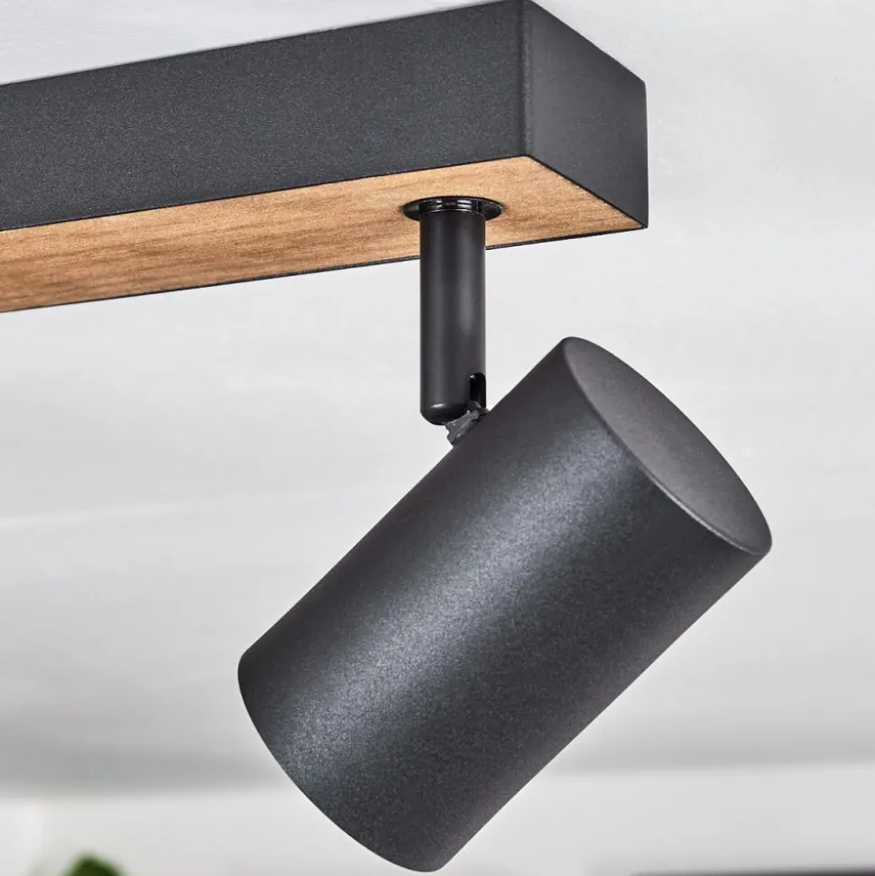 Plafonnier Javel Brun, Couleur Bois, Noir, 3 Lumieres