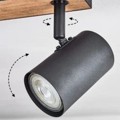 Plafonnier Javel Brun, Couleur Bois, Noir, 4 Lumieres