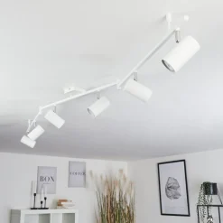Plafonnier Javel Chrome, Blanc, 6 Lumieres