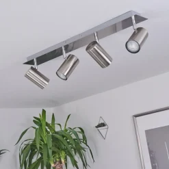 Plafonnier Javel Chrome, Nickel Mat, 4 Lumieres