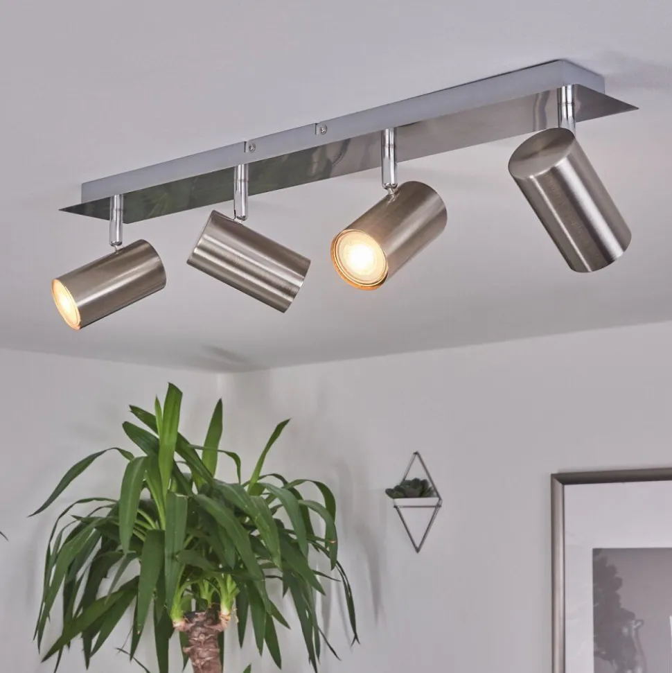 Plafonnier Javel Chrome, Nickel Mat, 4 Lumieres