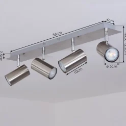 Plafonnier Javel Chrome, Nickel Mat, 4 Lumieres