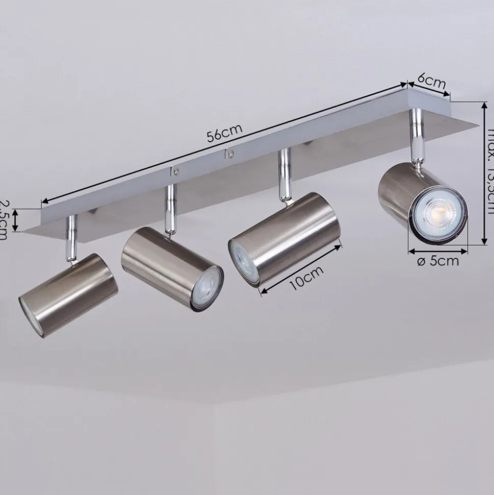 Plafonnier Javel Chrome, Nickel Mat, 4 Lumieres