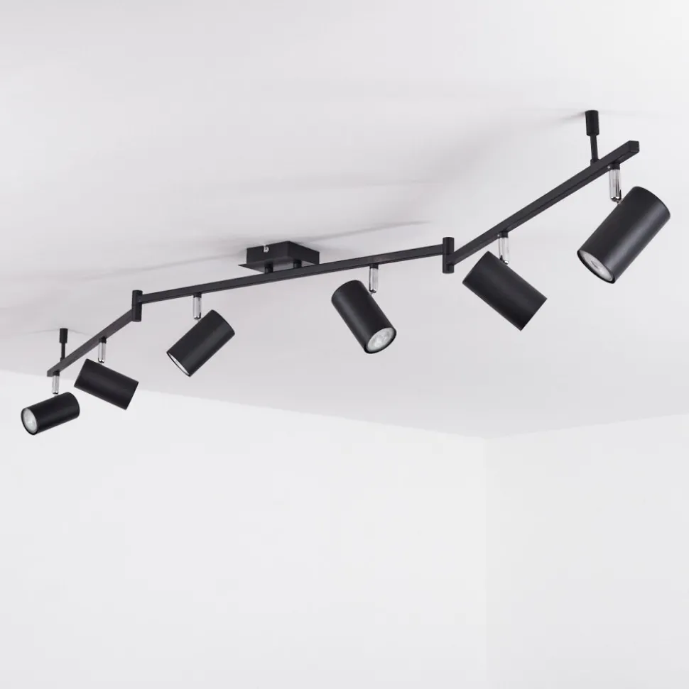 Plafonnier Javel Chrome, Noir, 6 Lumieres