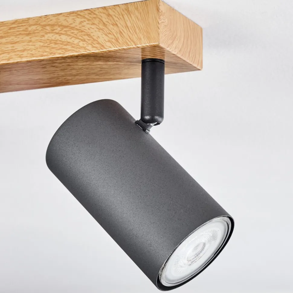 Plafonnier Javel Couleur Bois, Noir, 4 Lumieres