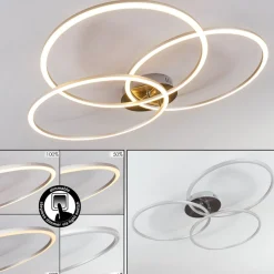 Plafonnier Johsa Led Nickel Mat, Argente, 3 Lumieres