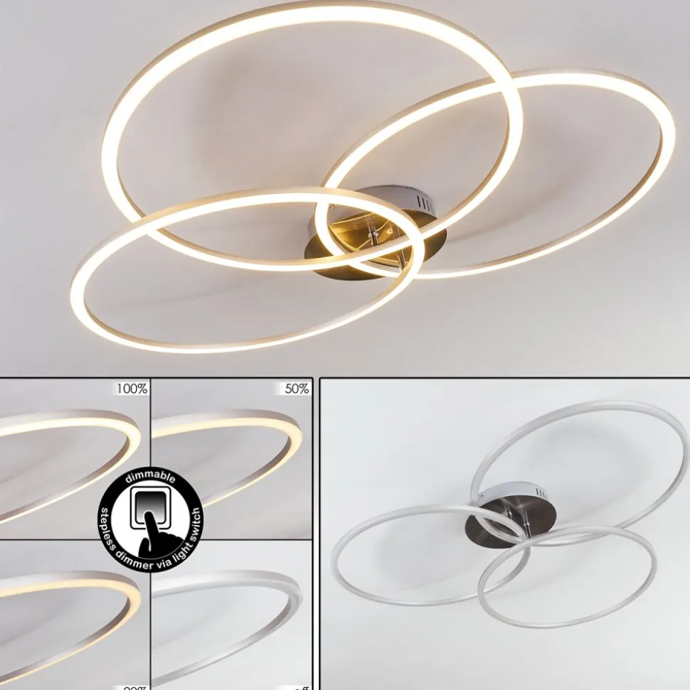 Plafonnier Johsa Led Nickel Mat, Argente, 3 Lumieres