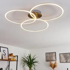 Plafonnier Johsa Led Nickel Mat, Argente, 3 Lumieres