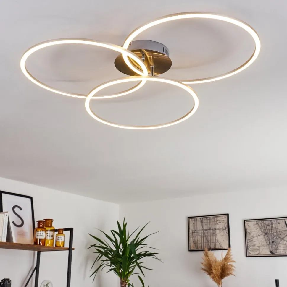 Plafonnier Johsa Led Nickel Mat, Argente, 3 Lumieres