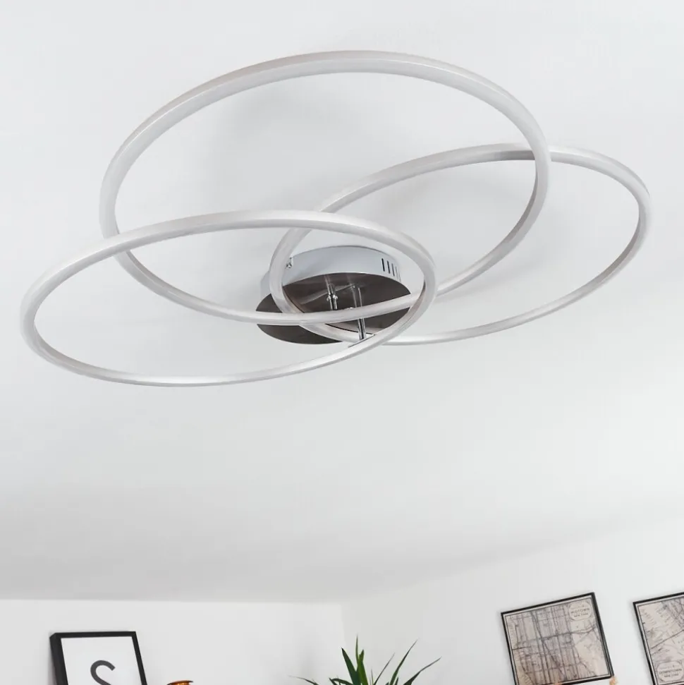 Plafonnier Johsa Led Nickel Mat, Argente, 3 Lumieres
