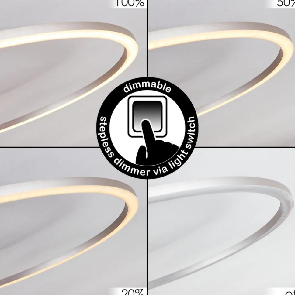Plafonnier Johsa Led Nickel Mat, Argente, 3 Lumieres