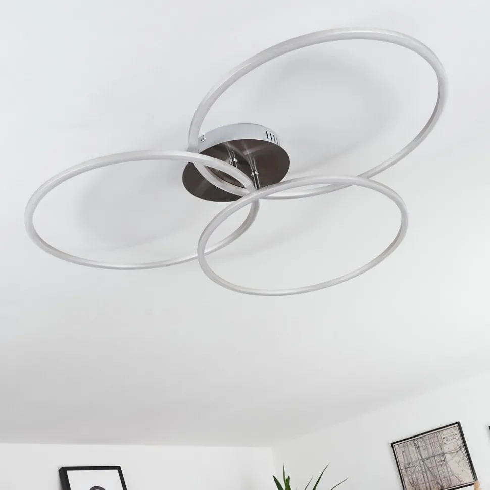 Plafonnier Johsa Led Nickel Mat, Argente, 3 Lumieres