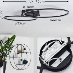 Plafonnier Johsa Led Noir, 2 Lumieres