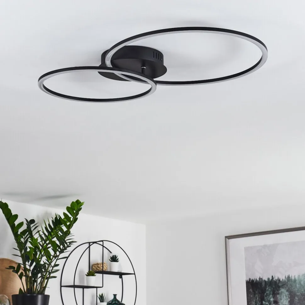 Plafonnier Johsa Led Noir, 2 Lumieres
