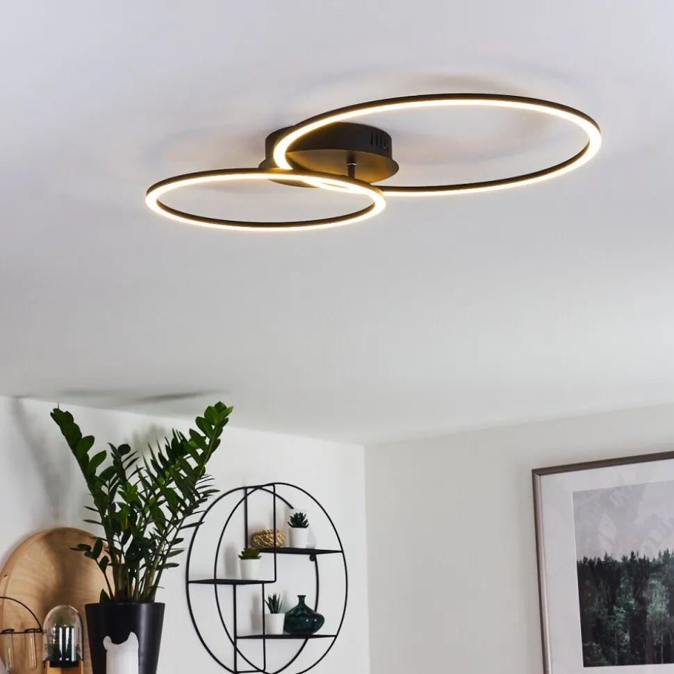 Plafonnier Johsa Led Noir, 2 Lumieres