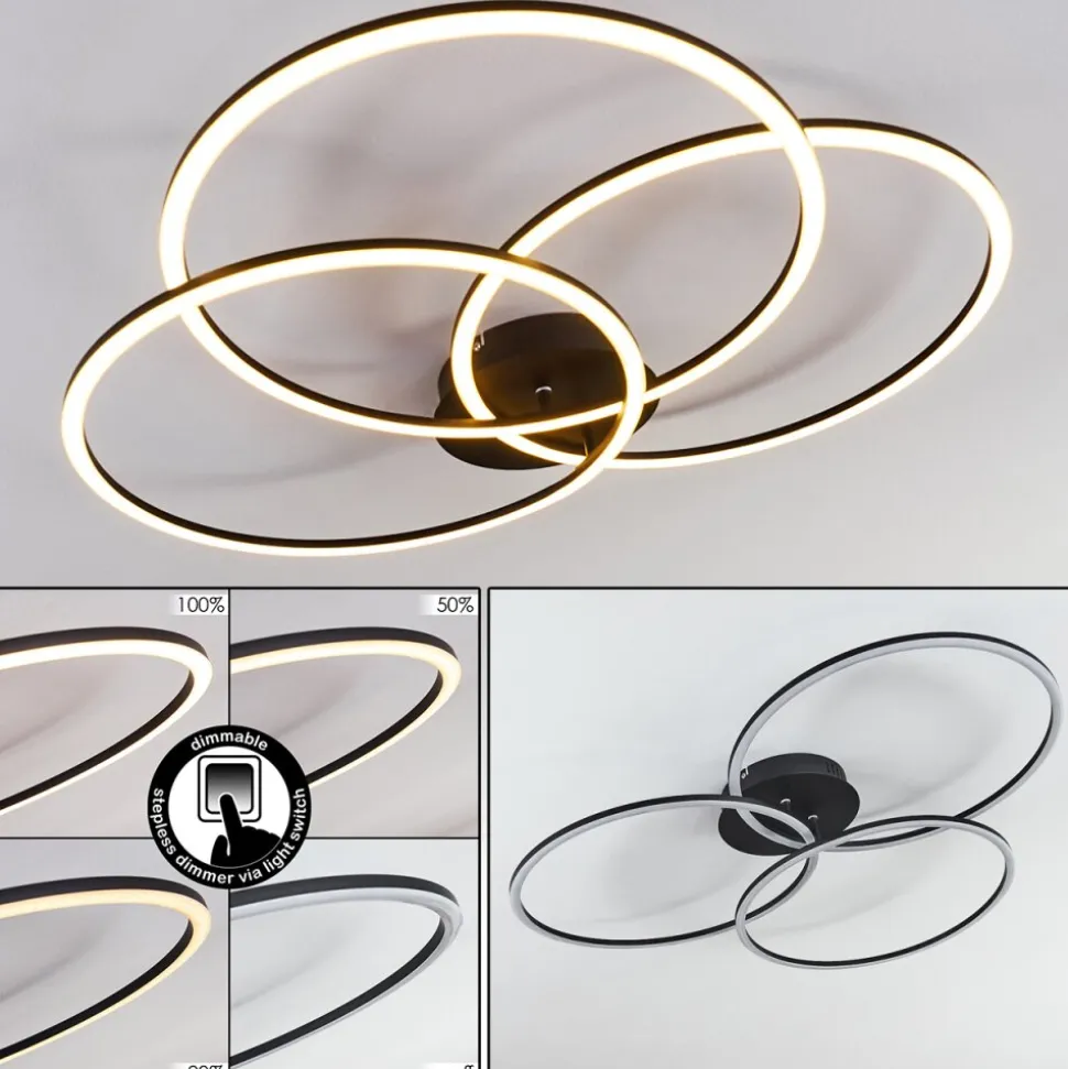 Plafonnier Johsa Led Noir, 3 Lumieres