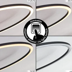 Plafonnier Johsa Led Noir, 3 Lumieres