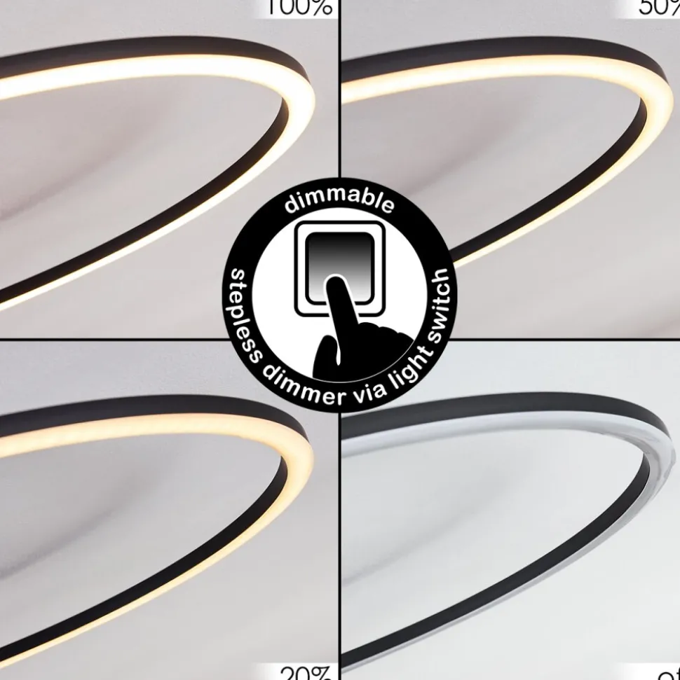 Plafonnier Johsa Led Noir, 3 Lumieres