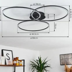 Plafonnier Johsa Led Noir, 3 Lumieres