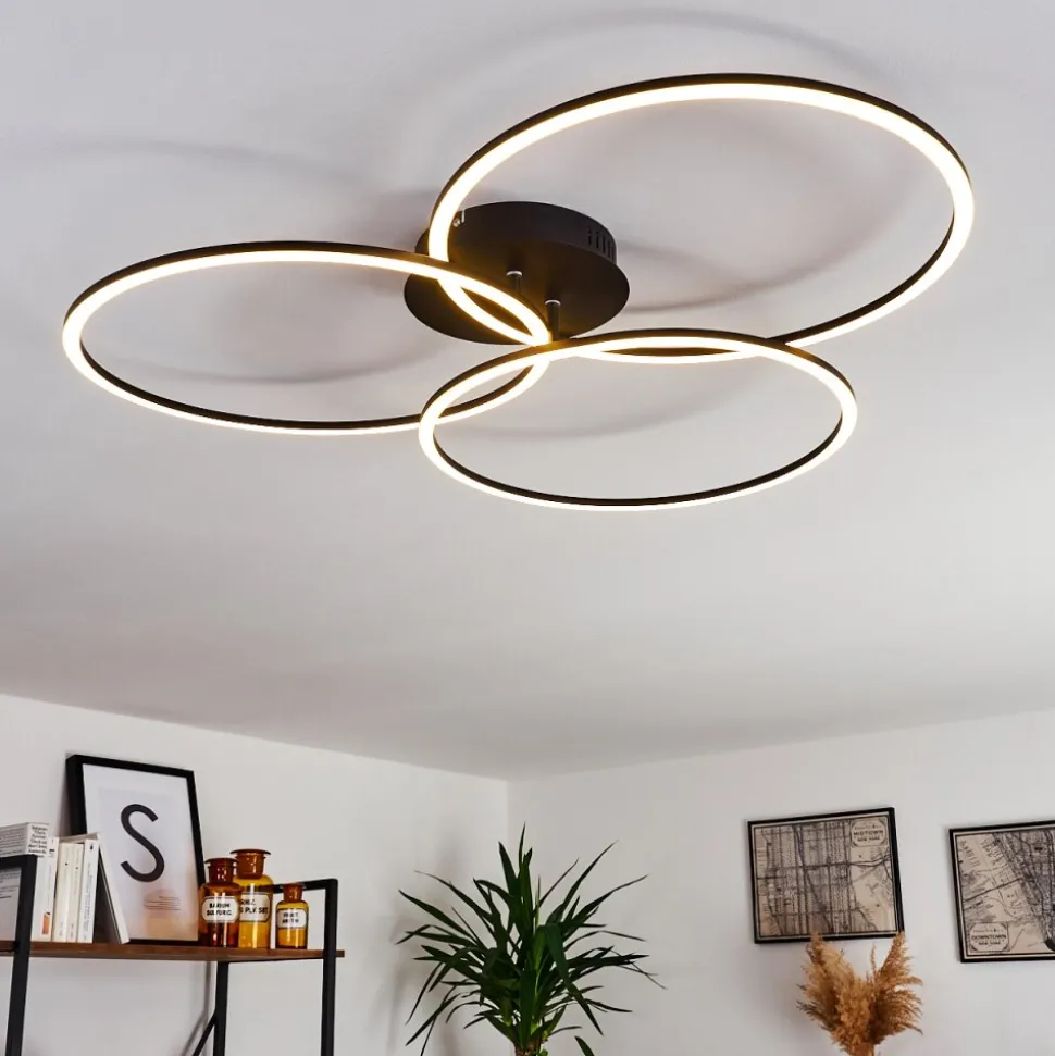 Plafonnier Johsa Led Noir, 3 Lumieres