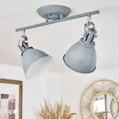 Plafonnier Koppom Bleu, Gris, 2 Lumieres