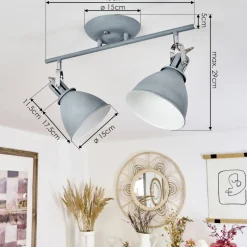 Plafonnier Koppom Bleu, Gris, 2 Lumieres