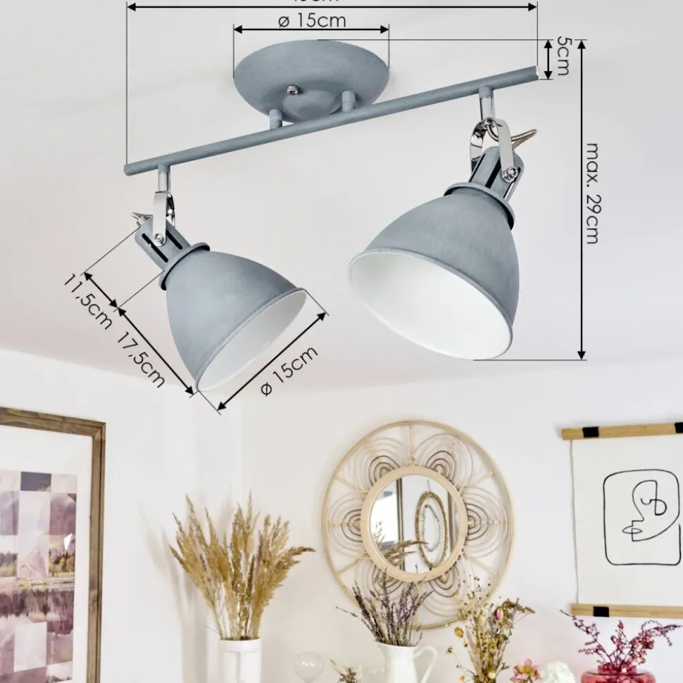 Plafonnier Koppom Bleu, Gris, 2 Lumieres