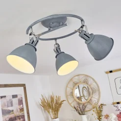 Plafonnier Koppom Bleu, Gris, 3 Lumieres