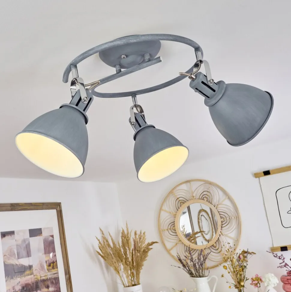 Plafonnier Koppom Bleu, Gris, 3 Lumieres