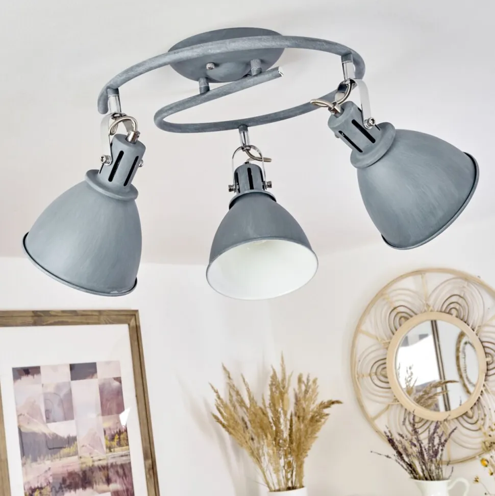 Plafonnier Koppom Bleu, Gris, 3 Lumieres