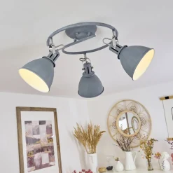 Plafonnier Koppom Bleu, Gris, 3 Lumieres