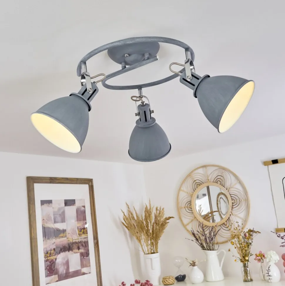 Plafonnier Koppom Bleu, Gris, 3 Lumieres