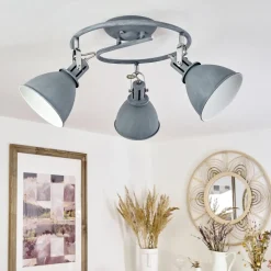 Plafonnier Koppom Bleu, Gris, 3 Lumieres