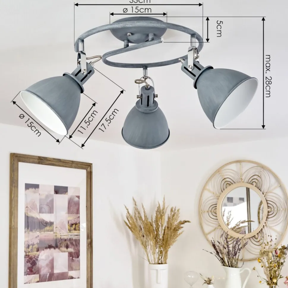 Plafonnier Koppom Bleu, Gris, 3 Lumieres