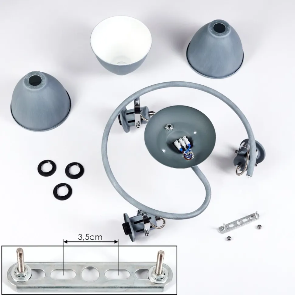 Plafonnier Koppom Bleu, Gris, 3 Lumieres