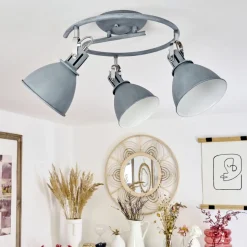 Plafonnier Koppom Bleu, Gris, 3 Lumieres