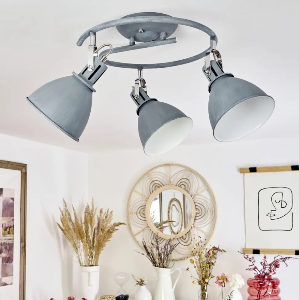 Plafonnier Koppom Bleu, Gris, 3 Lumieres