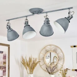 Plafonnier Koppom Bleu, Gris, 4 Lumieres