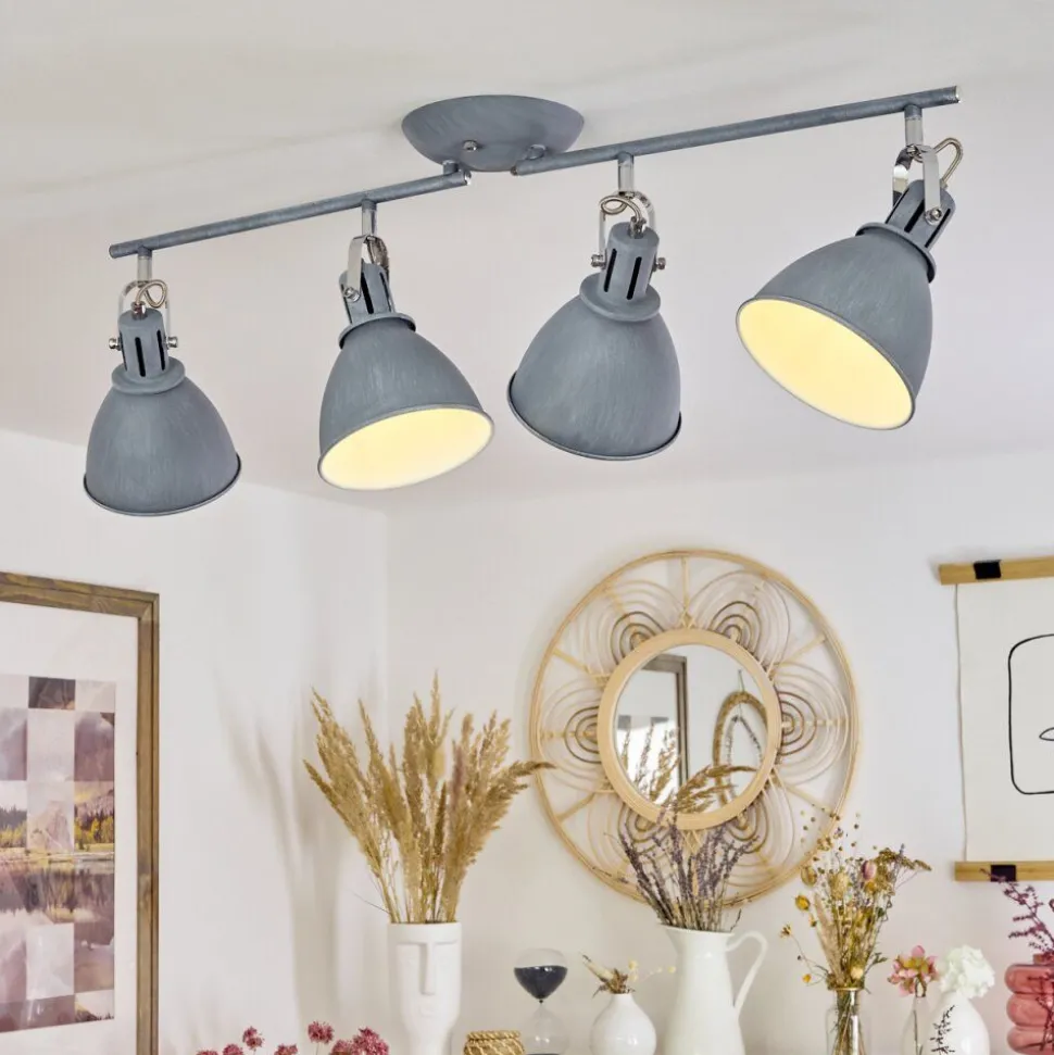 Plafonnier Koppom Bleu, Gris, 4 Lumieres
