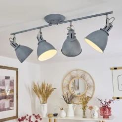 Plafonnier Koppom Bleu, Gris, 4 Lumieres