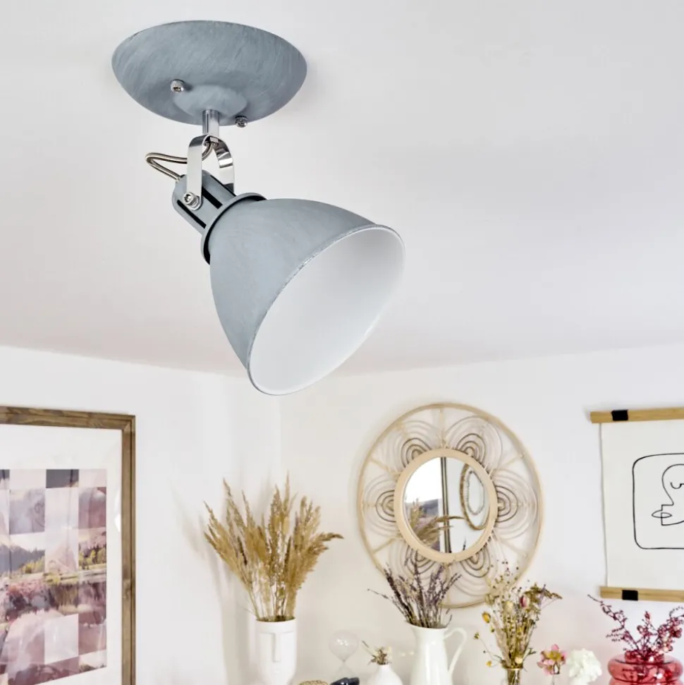Plafonnier Koppom Chrome, Gris, 1 Lumiere