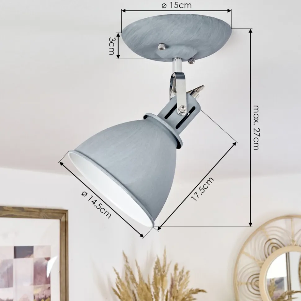 Plafonnier Koppom Chrome, Gris, 1 Lumiere