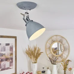 Plafonnier Koppom Chrome, Gris, 1 Lumiere