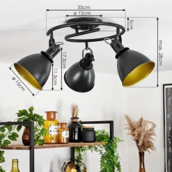Plafonnier Koppom Noir, 3 Lumieres